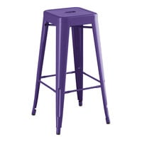 Lancaster Table & Seating Alloy Series Purple Outdoor Backless Barstool