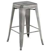 Lancaster Table & Seating Alloy Series Clear Coated Indoor Backless Counter Height Stool