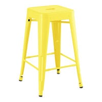 Lancaster Table & Seating Alloy Series Citrine Yellow Outdoor Backless Counter Height Stool