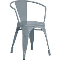 Lancaster Table & Seating Alloy Series Charcoal Metal Indoor / Outdoor Industrial Cafe Arm Chair