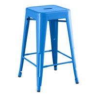 Lancaster Table & Seating Alloy Series Blue Outdoor Backless Counter Height Stool