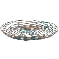 Front of the House BPT029PTI22 Patina 12 inch Hand-Painted Fused Iron Round Plate / Basket - 6/Case