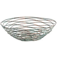 Front of the House BBK007PTI22 Patina 10" x 3" Hand-Painted Fused Iron Round Basket - 6/Case