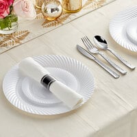 Silver Visions 144 Settings of White Wave Plastic Dinnerware and Hammered Rolled Flatware - 144/Case