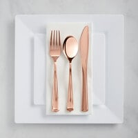 Gold Visions 120 Settings of Rose White Florence Plastic Dinnerware and Classic Flatware - 120/Case