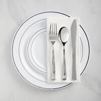 Silver Visions 120 Settings of Banded Plastic Dinnerware and Flatware - 120/Case