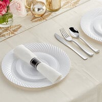 Visions 144 Settings of Silver White Wave Plastic Dinnerware and Classic Rolled Flatware - 144/Case