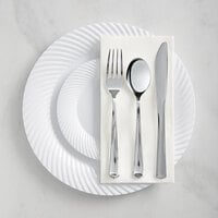Visions 144 Settings of White Wave Plastic Dinnerware and Silver Classic Flatware - 144/Case