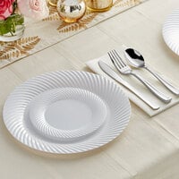 Silver Visions 144 Settings of White Wave Plastic Dinnerware and Classic Flatware - 144/Case
