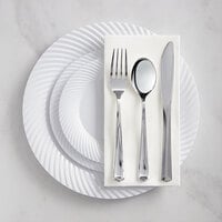 Visions 144 Settings of White Wave Plastic Dinnerware and Classic Flatware - 144/Case