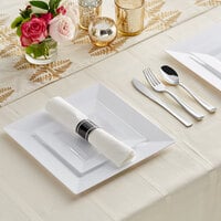 Silver Visions 120 Settings of White Florence Plastic Dinnerware and Classic Rolled Flatware - 120/Case