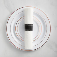 Gold Visions 120 Settings of Rose Banded Plastic Dinnerware and Classic Rolled Flatware - 120/Case