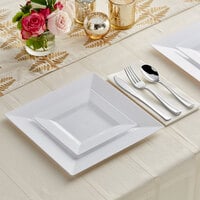 Silver Visions 120 Settings of White Florence Plastic Dinnerware and Classic Flatware - 120/Case