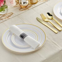 Gold Visions 120 Settings of Banded Plastic Dinnerware and Rolled Classic Flatware - 120/Case