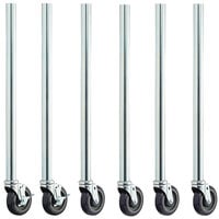 34 inch Galvanized Steel Legs with 5 inch Casters - 6/Set