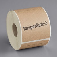 TamperSafe 2 1/2 inch x 6 inch Kraft Paper Tamper-Evident Label - 250/Roll