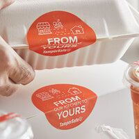 TamperSafe 3 inch From Our Kitchen To Yours Round Orange Paper Tamper-Evident Label - 250/Roll