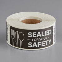 TamperSafe 1 inch x 3 inch Sealed For Your Safety Black Paper Tamper-Evident Label - 250/Roll