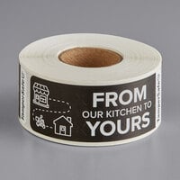 TamperSafe 1" x 3" From Our Kitchen To Yours Black Paper Tamper-Evident Label - 250/Roll