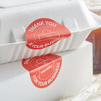 TamperSafe 3 inch Thank You For Your Business Round Red Paper Tamper-Evident Label - 250/Roll