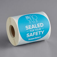 TamperSafe 3" Sealed For Your Safety Round Blue Paper Tamper-Evident Label - 250/Roll