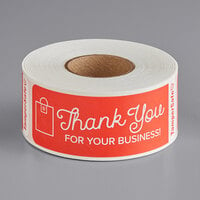 TamperSafe 1" x 3" Thank You For Your Business Red Paper Tamper-Evident Label - 250/Roll