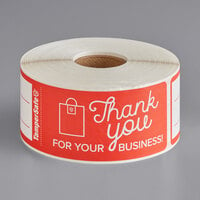 TamperSafe 1 1/2 inch x 6 inch Thank You For Your Business Red Paper Tamper-Evident Label - 250/Roll