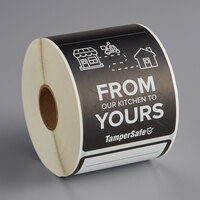 TamperSafe 2 1/2" x 6" From Our Kitchen To Yours Black Paper Tamper-Evident Label - 250/Roll