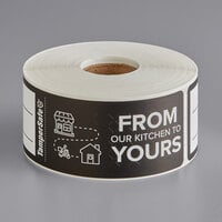 TamperSafe 1 1/2" x 6" From Our Kitchen To Yours Black Paper Tamper-Evident Label - 250/Roll