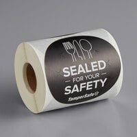 TamperSafe 3" Sealed For Your Safety Round Black Paper Tamper-Evident Label - 250/Roll