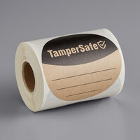 TamperSafe 3 inch Round Kraft Paper Tamper-Evident Label - 250/Roll