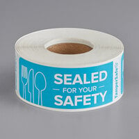 TamperSafe 1" x 3" Sealed For Your Safety Blue Paper Tamper-Evident Label - 250/Roll