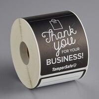 TamperSafe 2 1/2" x 6" Thank You For Your Business Black Paper Tamper-Evident Label - 250/Roll