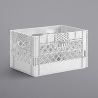 White 24 Qt. Customizable Rectangular Milk Crate - 18 3/4 inch x 13 inch x 11 inch