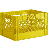 Yellow 24 Qt. Customizable Rectangular Milk Crate - 18 3/4" x 13" x 11"