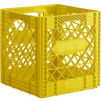 Yellow 16 Qt. Customizable Super Square Milk Crate - 14 3/4" x 14 3/4" x 14 7/8"