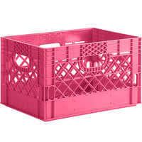 Pink 24 Qt. Customizable Rectangular Milk Crate - 18 3/4 inch x 13 inch x 11 inch