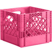 Pink 16 Qt. Customizable Square Milk Crate - 13 inch x 13 inch x 11 inch