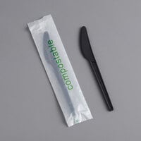 EcoChoice Wrapped Heavy Weight 6 1/2" Black CPLA Knife - 500/Case