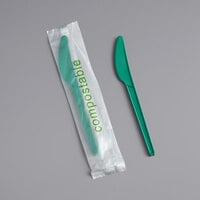 EcoChoice Wrapped Heavy Weight 6 1/2" Green CPLA Knife - 500/Case