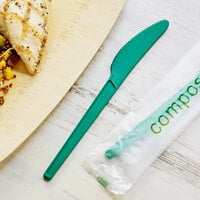 EcoChoice Wrapped Heavy Weight Compostable 6 1/2 inch Green CPLA Knife - 500/Case
