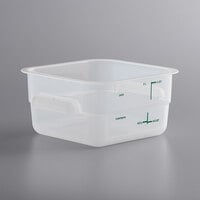 Vigor 2 Qt. Translucent Square Polypropylene Food Storage Container with Green Graduations