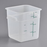 Vigor 4 Qt. Translucent Square Polypropylene Food Storage Container with Green Graduations
