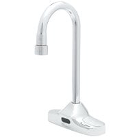 T&S EC-3107-VF05THG Deck-Mounted Hands-Free Sensor Faucet with 10 15/16" Gooseneck Spout, 0.5 GPM Vandal-Resistant Non-Aerated Spray Device, Thermostatic Mixing Valve, and Hydro-Generator