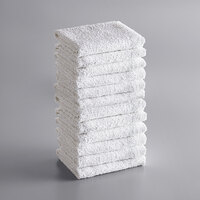 Choice 16 inch x 19 inch 32 oz. White 100% Cotton Ribbed Terry Bar Towels in Bulk - 60/Case