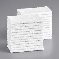 Choice 16" x 19" 32 oz. White 100% Cotton Ribbed Terry Bar Towels in Bulk - 60/Case