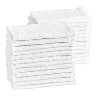 Choice 16 inch x 19 inch 24 oz. White Cotton Textured Terry Bar Towels in Bulk - 300/Case