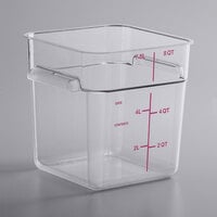 Carlisle 8 Qt. Allergen-Free Clear Square Polycarbonate Food Storage Container