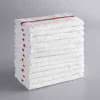 Choice 16 inch x 19 inch Red Striped 32 oz. 100% Cotton Bar Towels in Bulk - 60/Case