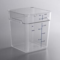 Carlisle 1195507 18 Qt. Clear Square Polycarbonate Food Storage Container with Blue Graduations